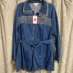 Plus size Long sleeve denim romper